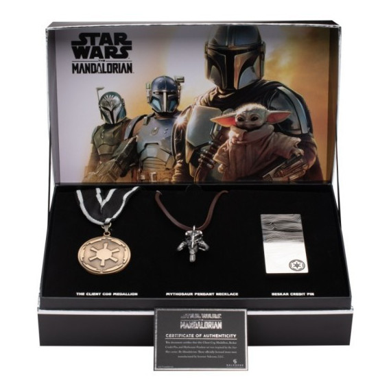 Rèplica Colgante Mythosaurio , Medalla Imperio Galactico y Pin Beskar Star Wars Mandalorian  GRUPO ERIK