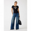 Camiseta Logotipo Triángulo Pitón Corte Slim de GUESS