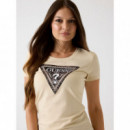 Camiseta Logotipo Triángulo Pitón Corte Slim de GUESS