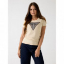 Camiseta Logotipo Triángulo Pitón Corte Slim de GUESS
