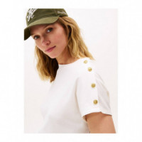 Gold Button Ss Tee Ivory Silk  TOMMY HILFIGER