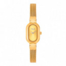 Reloj Analógico Joya Con Brazalete De Acero Dorado Oval Icon