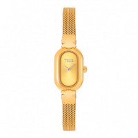 Reloj Analógico Joya Con Brazalete De Acero Dorado Oval Icon