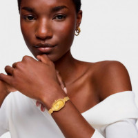 Reloj Analógico Joya Con Brazalete De Acero Dorado Oval Icon