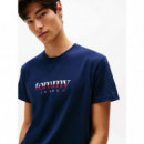 Camiseta de Punto con Logo y Cuello Redondo de Tommy Jeans  TOMMY HILFIGER
