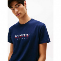 Camiseta de Punto con Logo y Cuello Redondo de Tommy Jeans  TOMMY HILFIGER
