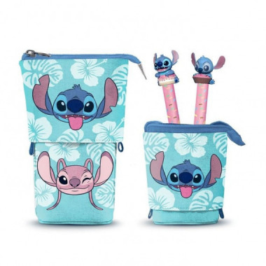 Estuche Vertical Stitch y Angel + 2 Boligrafos Disney  KARACTER MANIA