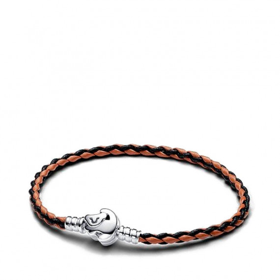 Pulsera PANDORA Moments en Cuero Trenzado con Cierre el Rey León de Disney 593361C01