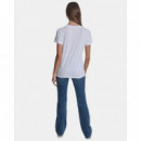 Camiseta DKNY Jeans de Satén con Logo de Cadeneta y Cuello Redondo