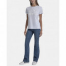 Camiseta DKNY Jeans de Satén con Logo de Cadeneta y Cuello Redondo