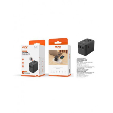 MTK Adaptador Enchufe 2xTipo C/2xUsb A 2500W TA0426