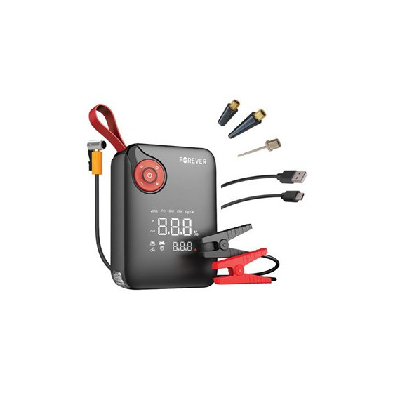 FOREVER Arrancador Portatil de Bateria Coche JS-400 7200MAH LINTERNA/150P/COMPRESOR/26.64WH/300-600A