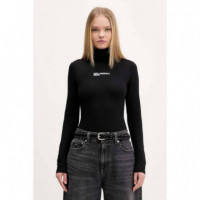 KLJ FITTED ROLL NECK TOP BLACK