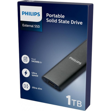 Disco Ssd PHILIPS 1TB Usb-c/usb 3.0 / 540MB Ultra Slim Gris