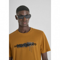 Camiseta Regular Fit en Jersey de Algodón con Estampado de Logo Pintado de ANTONY MORATO