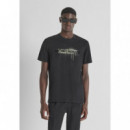 Camiseta Regular Fit en Jersey de Algodón con Estampado de Logo Pintado de ANTONY MORATO