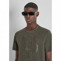 Camiseta Regular Fit en Jersey de Algodón con Estampado de Tigre Reflectante de ANTONY MORATO