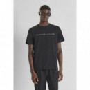 Camiseta Regular Fit en Jersey de Algodón con Estampado de Logo Laminado de ANTONY MORATO