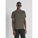 Camiseta Regular Fit en Jersey de Algodón con Estampado de Logo Laminado de ANTONY MORATO