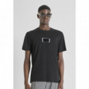 Camiseta Regular Fit de Punto de Algodón con Logotipo Estampado de ANTONY MORATO