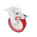 Rueda Con Pletina Freno 2540 - 160x40 Roja