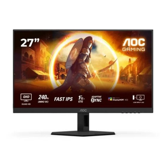 MONITOR GAMING AOC 27" IPS QHD 260HZ  ERGONOMICO MULTIMEDIA HDMI DISPLAYPORT BLACK