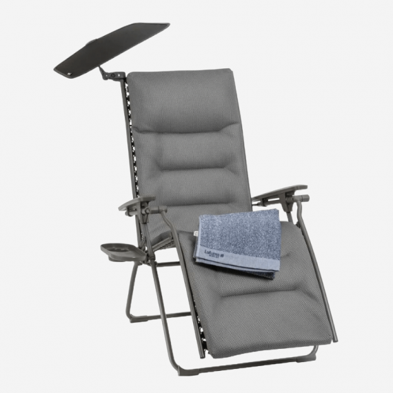 Sillón Relax Acolchado- Gravedad Cero - Color Gris- Accesorios Incluidos-lafuma Mobilier®  LAFUMA