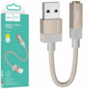 HOCO UPA32D Clever Conversor Audio USB a Jack 3.5MM Dorado