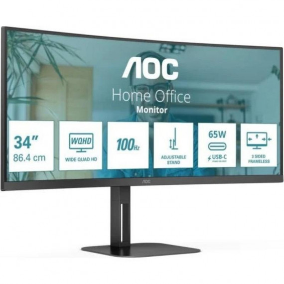 AOC CU34V5C/BK Monitor 34" Wqhd Curvo Usb-c