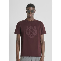 Camiseta Regular Fit en Jersey de Algodón con Estampado de Tigre Engomado de ANTONY MORATO