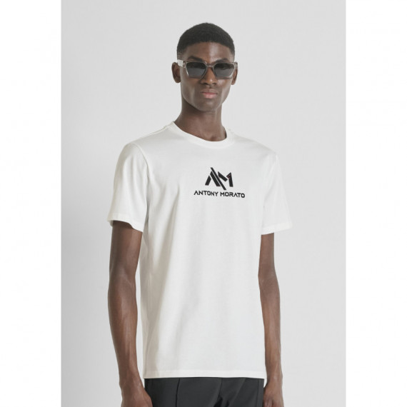 Camiseta Regular Fit en Jersey de Algodón con Logo de ANTONY MORATO