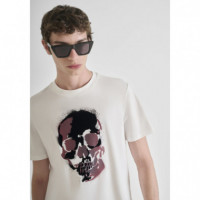 Camiseta Regular Fit en Jersey de Algodón con Estampado de Calavera de ANTONY MORATO