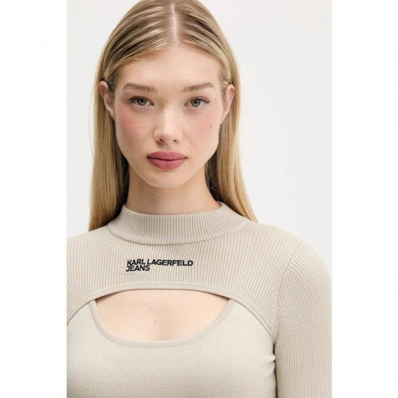 Klj Cut Out Mock Neck Sweater Moonstruck  KARL LAGERFELD