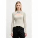 Klj Cut Out Mock Neck Sweater Moonstruck  KARL LAGERFELD