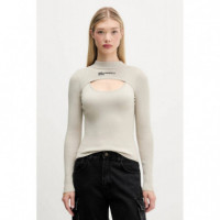 Klj Cut Out Mock Neck Sweater Moonstruck  KARL LAGERFELD