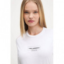 Klj Reg Outline Logo Tee White  KARL LAGERFELD