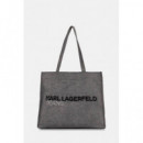 Klj Ew Logo Shopper Studs Visual Washed  KARL LAGERFELD