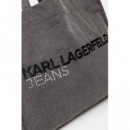 Klj Ew Logo Shopper Studs Visual Washed  KARL LAGERFELD