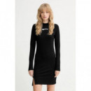 Klj Milano Mock Neck Dress Black  KARL LAGERFELD