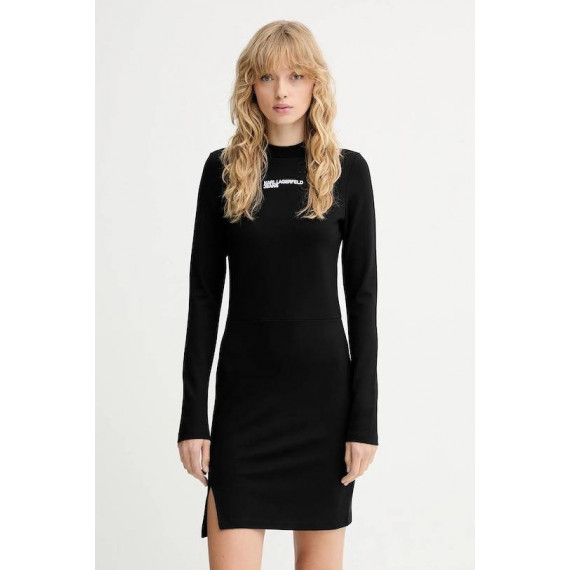 Klj Milano Mock Neck Dress Black  KARL LAGERFELD