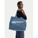 Klj Ew Logo Shopper Denim Washed Mid Blu  KARL LAGERFELD