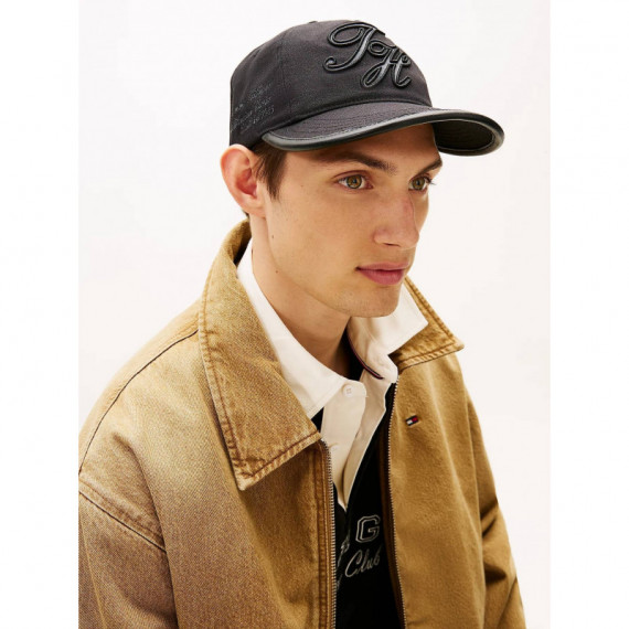 Th Script Elevated 5 Panel Cap Black  TOMMY HILFIGER