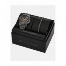 SET RELOJ NEGRO + PULSERA