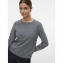 Jerséis y Sudaderas Jersey VERO MODA Wonderful Medium Grey Melange / Birch