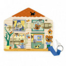 Tablero con Cerraduras de Madera Casita - Cabanalock  DJECO