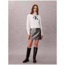 Chenille Monologo Sweater Brilliant Whit  CALVIN KLEIN