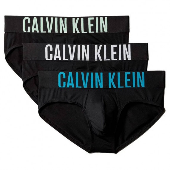 Hip Brief 3PK Black Bodies W/ White/teal  CALVIN KLEIN