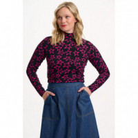 SUGARHILL BRIGHTON Camisetas Mujer Top Sugarhill Annika Black/pink, Doodle Stars