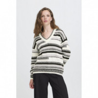 Jerséis y Sudaderas Jersey ICHI Astra Gray Pinstripe