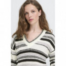 Jerséis y Sudaderas Jersey ICHI Astra Gray Pinstripe